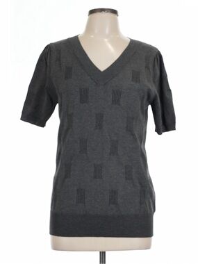 Charcoal V-Neck Short Sleeve Sweater